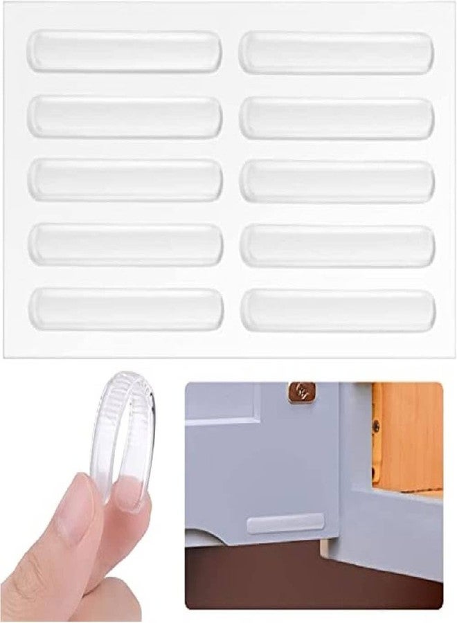 Clickswift®Self-Adhesive Transparent Rubber Buffer Strips - 10 Pcs Clear Anti-Collision Pads for Cabinet Doors, Drawers, Furniture, Electronics - Non-Slip Shock Absorption Protection Bumpers - Image 2